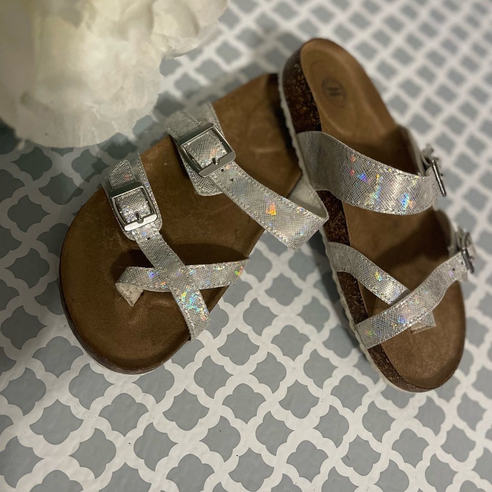 Wonder Nation Girls Silver Sandals size 3